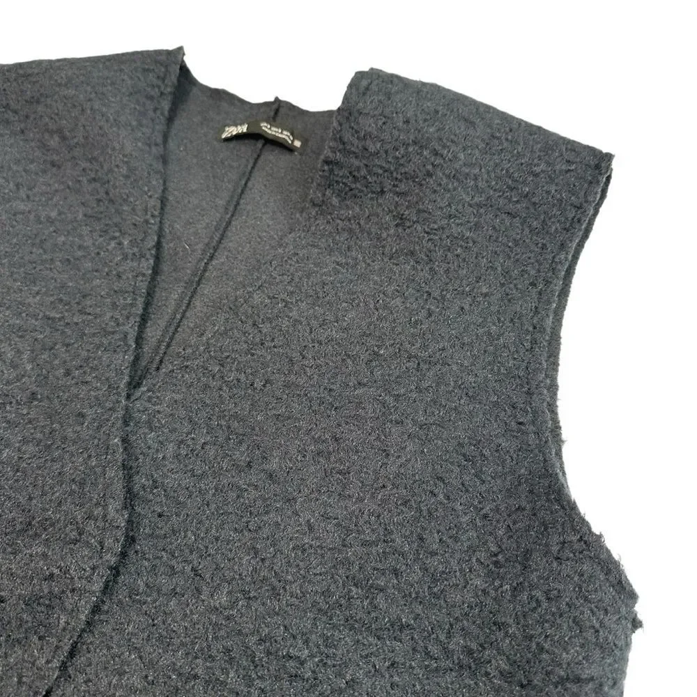 Zara Navy‎ Blue Long Winter Vest Small
